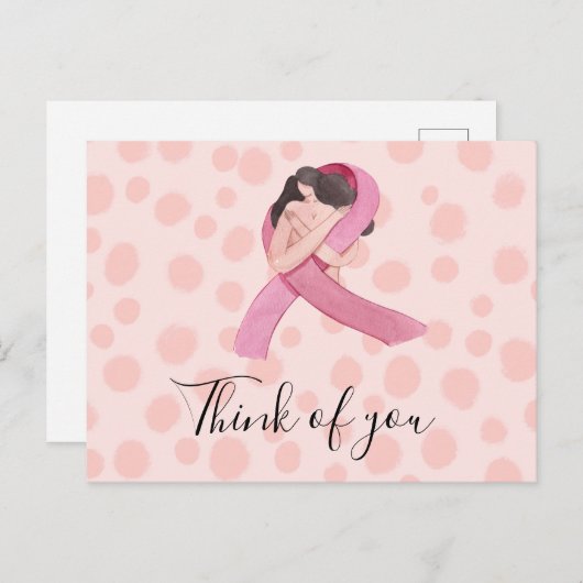 Brustkrebs-Bewusstsein Pink Ribbon denken Sie an S Postkarte (Vorne/Hinten)