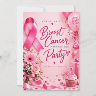 Brustkrebs-Bewusstsein Pink Ribbon Einladung