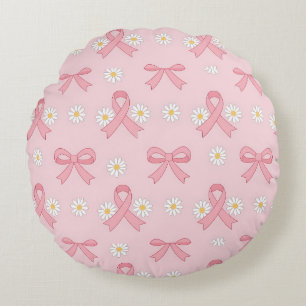 Brustkrebs-Bewusstsein Pink Ribbon Rundes Kissen