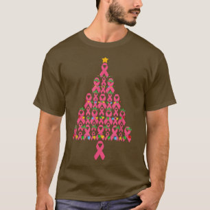 Brustkrebs-Bewusstsein Pink Ribbon Weihnachtsbaum T-Shirt