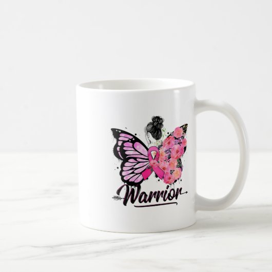 Brustkrebs-Bewusstsein Pink Ribbons Schmetterling Kaffeetasse (Rechts)