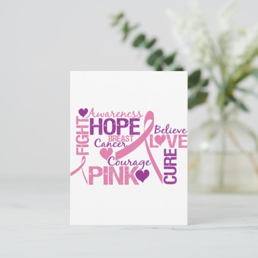 Brustkrebs-Bewusstsein Postkarte (Stehend Vorderseite)