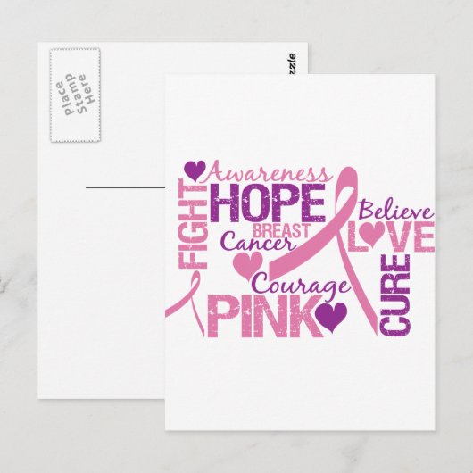 Brustkrebs-Bewusstsein Postkarte (Vorne/Hinten)