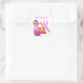 Brustkrebs-Bewusstsein Quadratischer Aufkleber (Tasche)