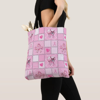 Brustkrebs-Bewusstsein Quilt Muster Tote Beutel Tasche