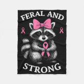Brustkrebs-Bewusstsein Raccoon Feral und stark Fleecedecke (Vorderseite)