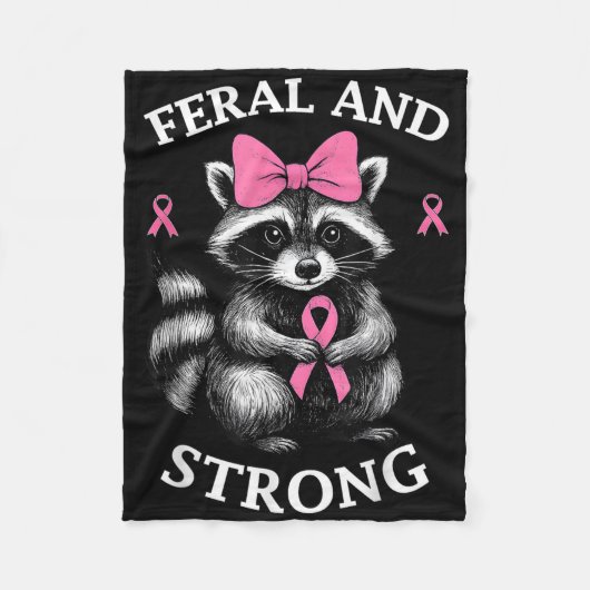 Brustkrebs-Bewusstsein Raccoon Feral und stark Fleecedecke (Vorderseite)