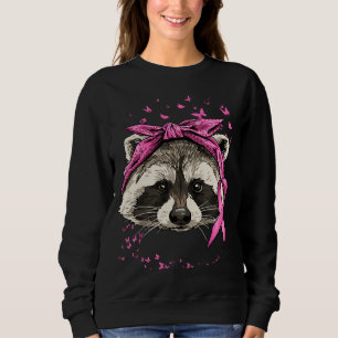 Brustkrebs-Bewusstsein Raccoon rosa Ribbon Krebs Sweatshirt