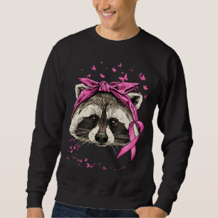Brustkrebs-Bewusstsein Raccoon rosa Ribbon Krebs Sweatshirt
