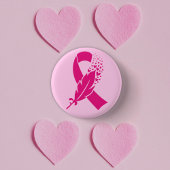 Brustkrebs-Bewusstsein Ribbon Feather Button