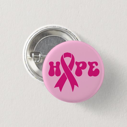 Brustkrebs-Bewusstsein Ribbon-Hoffnung Button (Vorne & Hinten)
