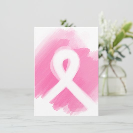 Brustkrebs-Bewusstsein Ribbon Wasserfarbe Dankeskarte (Stehend Vorderseite)