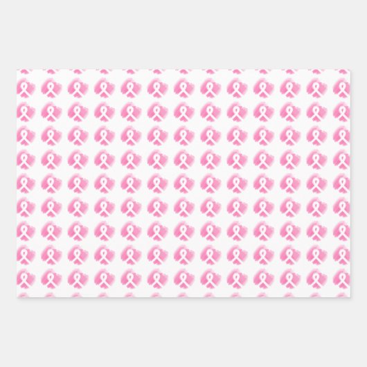 Brustkrebs-Bewusstsein Ribbon Wasserfarbe  Geschenkpapier Set (Vorderseite)