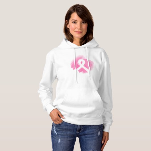 Brustkrebs-Bewusstsein Ribbon Wasserfarbe Hoodie
