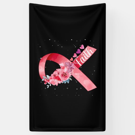 Brustkrebs-Bewusstsein Rosa Band Banner (Vertikal)