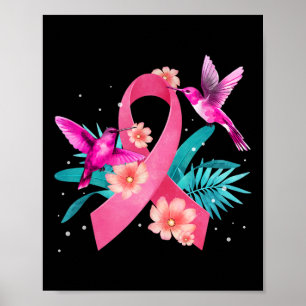 Brustkrebs-Bewusstsein Rosa Band Blumen  Poster