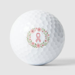 Brustkrebs-Bewusstsein Rosa Band Blumenthema Golfball