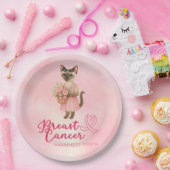 Brustkrebs-Bewusstsein Rosa Band Blumenthema Pappteller (Party)