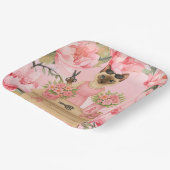 Brustkrebs-Bewusstsein Rosa Band Blumenthema Pappteller (Gewinkelt)