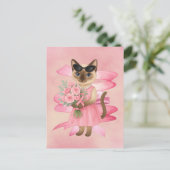 Brustkrebs-Bewusstsein Rosa Band Blumenthema Postkarte (Stehend Vorderseite)