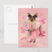 Brustkrebs-Bewusstsein Rosa Band Blumenthema Postkarte (Vorne/Hinten)