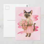 Brustkrebs-Bewusstsein Rosa Band Blumenthema Postkarte (Vorne/Hinten)