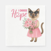 Brustkrebs-Bewusstsein Rosa Band Blumenthema Serviette (Vorderseite)