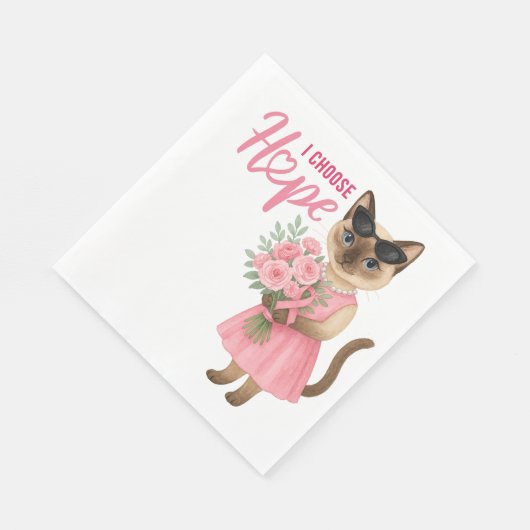 Brustkrebs-Bewusstsein Rosa Band Blumenthema Serviette (Ecke)