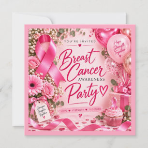 Brustkrebs-Bewusstsein Rosa Band denk an dich Einladung