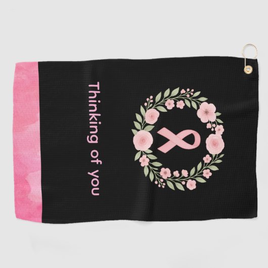 Brustkrebs Bewusstsein Rosa Band Denken Golfhandtuch (Horizontal)