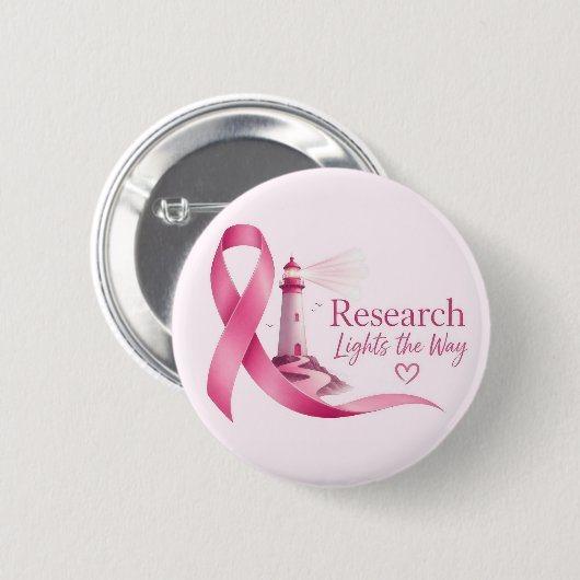 Brustkrebs-Bewusstsein Rosa Band Forschung Button (Vorne & Hinten)