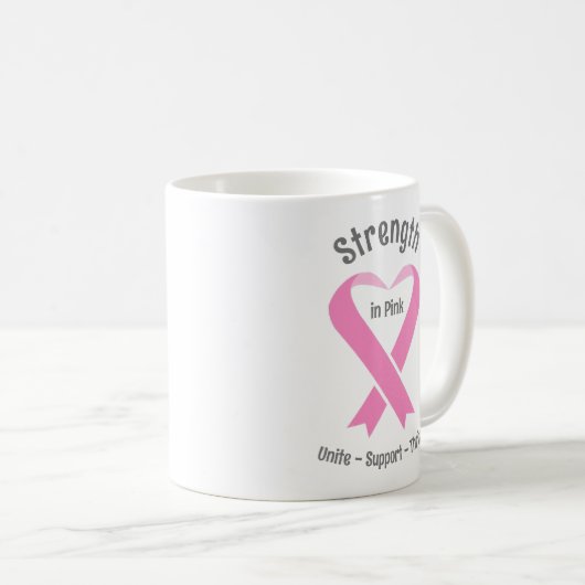 Brustkrebs-Bewusstsein Rosa Band Kaffeetasse (VorderseiteRechts)