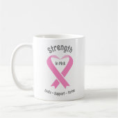 Brustkrebs-Bewusstsein Rosa Band Kaffeetasse (Links)
