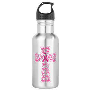 Brustkrebs-Bewusstsein rosa Band-Kreuz  Edelstahlflasche