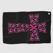 Brustkrebs-Bewusstsein rosa Band-Kreuz Golfhandtuch (Horizontal)