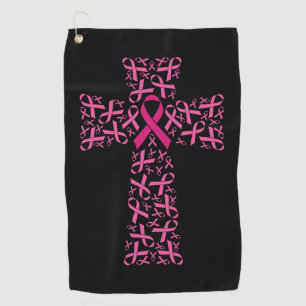 Brustkrebs-Bewusstsein rosa Band-Kreuz Golfhandtuch