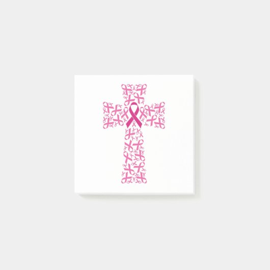 Brustkrebs-Bewusstsein rosa Band-Kreuz  Post-it Klebezettel (Vorderseite)