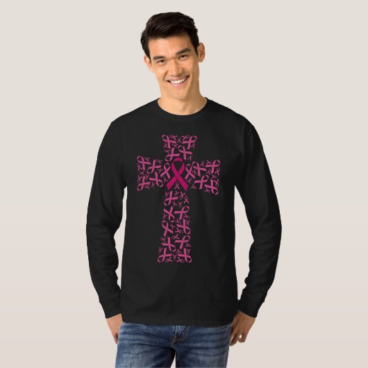 Brustkrebs-Bewusstsein rosa Band-Kreuz T-Shirt (Vorne ganz)