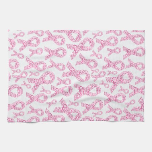 Brustkrebs-Bewusstsein rosa Band mit positivem Erg Geschirrtuch (Horizontal)