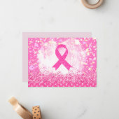 Brustkrebs-Bewusstsein Rosa Band Mitteilungskarte (Vorderseite/Rückseite Beispiel)