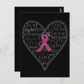 Brustkrebs, Bewusstsein, rosa Band Postkarte (Vorne/Hinten)