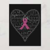 Brustkrebs, Bewusstsein, rosa Band Postkarte (Vorderseite)