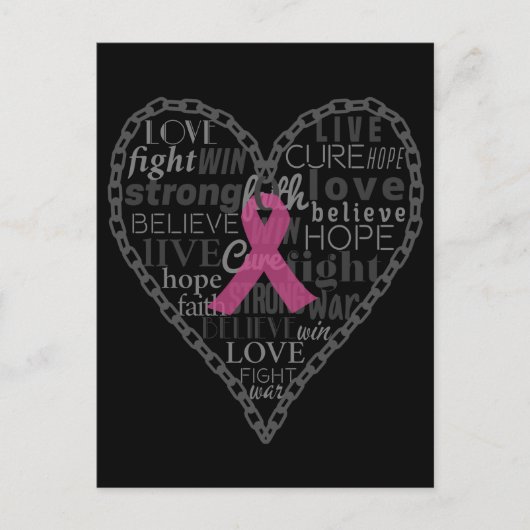 Brustkrebs, Bewusstsein, rosa Band Postkarte (Vorderseite)