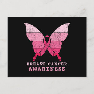 Brustkrebs-Bewusstsein Rosa Band Schmetterling Ges Postkarte