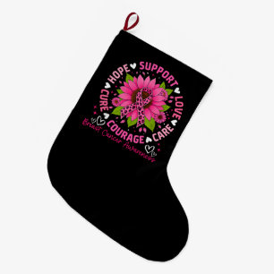Brustkrebs-Bewusstsein Rosa Band Sonnenblume Hoffn Großer Weihnachtsstrumpf