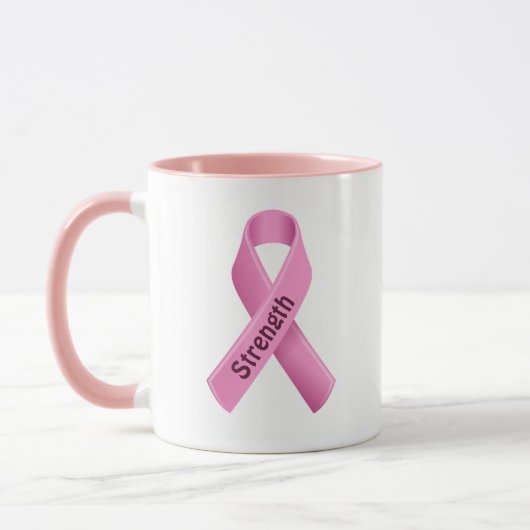 Brustkrebs-Bewusstsein Rosa Band Tasse (Links)