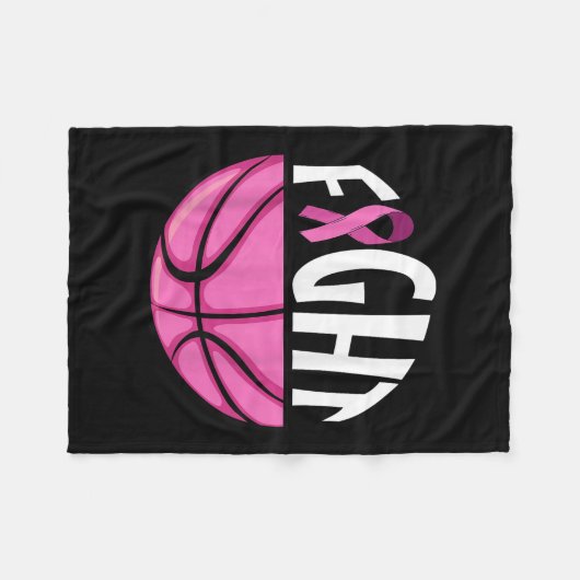 Brustkrebs-Bewusstsein Rosa Basketball Tee Fleecedecke (Vorderseite (Horizontal))