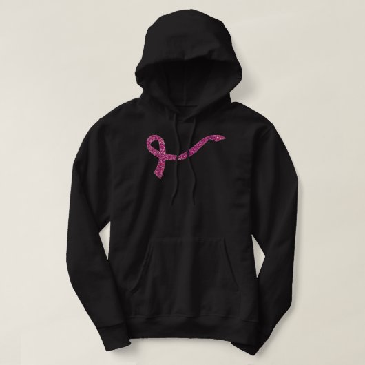 Brustkrebs-Bewusstsein rosa Bling-Glitzer Hoodie (Design vorne)