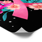 Brustkrebs-Bewusstsein rosa Blume Poster (Ecke)