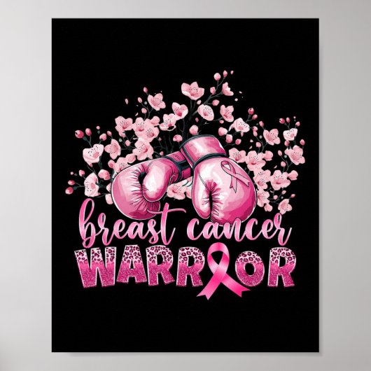 Brustkrebs Bewusstsein rosa Boxhandschuhe Krieger Poster (Vorne)
